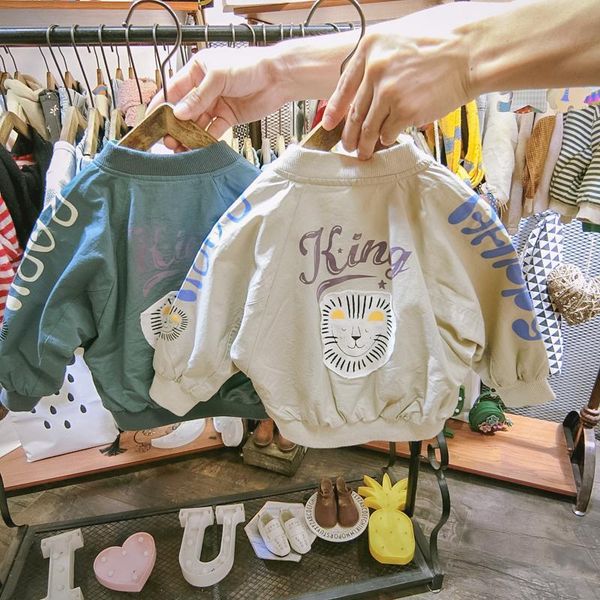 

Baby boys jackets spring and autumn 1-7 years old cartoon print letters baby jacket kids coats Outdoor Jackets Cute all match, Beige