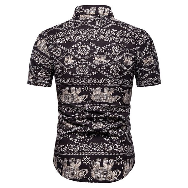 

men's shirts 2021 ummer wear floral fahion hort leeve caual lim fit tc26, White;black