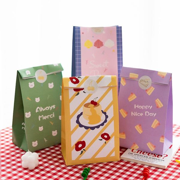 

gift wrap 6pcs creativity paper bag stand up colorful open cartoons packing treat candy cookies with stickers
