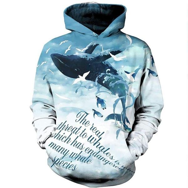 

fashion 3d fully printed whale shirt zipper hoodie sweatshirt men's hoodies & sweatshirts, Black