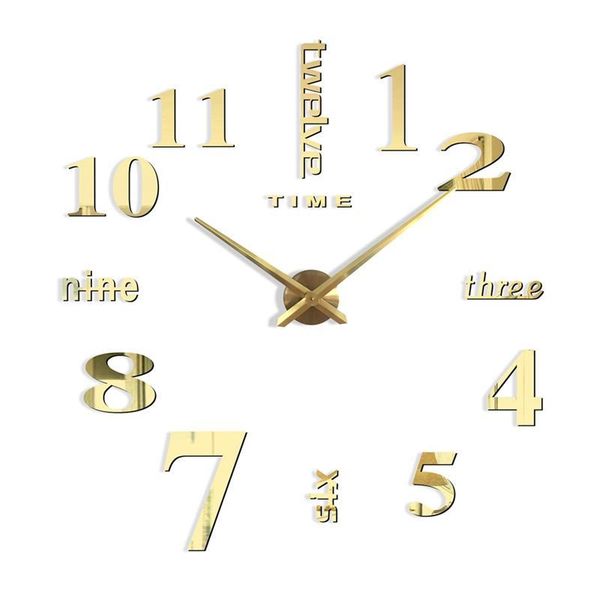 

wall clock 3d mirror acrylic sticker number letters modern silent diy large analog self adhesive home decor clocks