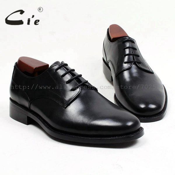 

dress shoes cie plain round toe custom bespoke handmade pure genuine calf leather outsole breathable men's shoe derby office business d, Black