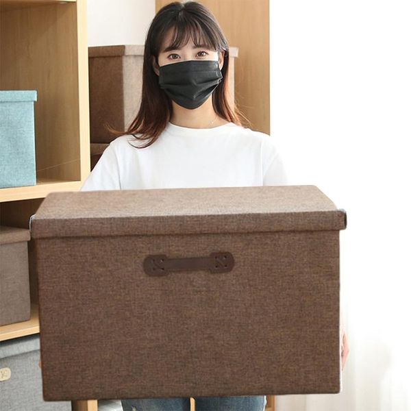 

storage bags cotton linen fabric folding cd boxes foldable bins toys organizer with lids basket laundry