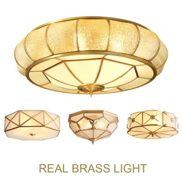 

ceiling lights american european copper led light fixture corridor passage dinning living room bedroom golden brass glass lamp
