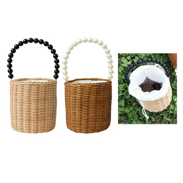 

storage bags rattan handbag chic summer vacation beach bucket tote straw bag gift