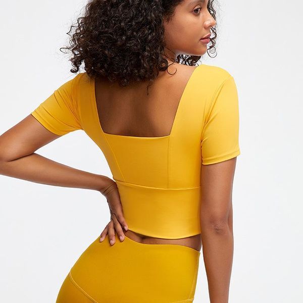 

yoga outfit tight wear short sleeve t-shirts gym crop fitness running workout for women sport shirts sports clothing