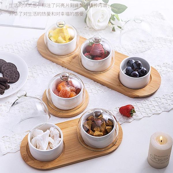 

storage bottles & jars japanese tableware black ceramic dessert bowl fruit glass plate creative family cover dried cake