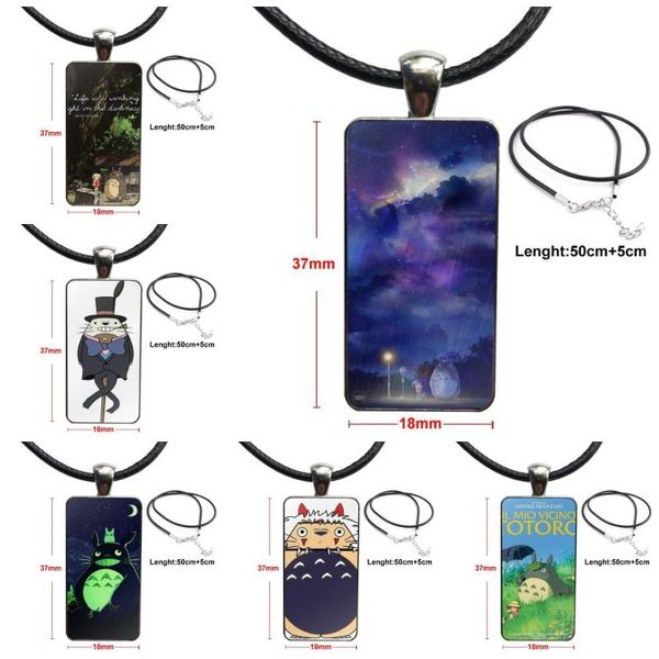 

pendant necklaces glass cabochon necklace rectangle fashion for women men my neighbor totoro, Silver
