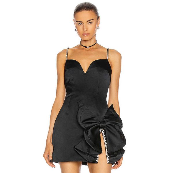 

ocstrade bodycon dress elegant bowknot black arrivals women spaghetti strap night club party es 210527, Black;gray