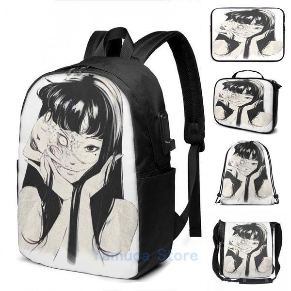 

backpack funny graphic print junji ito tomie usb charge men school bags women bag travel laptop