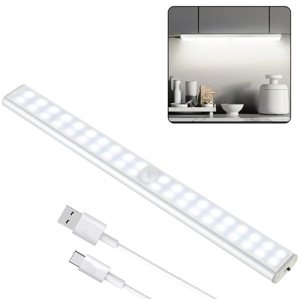 

cabinet light 24 40 60 led motion sensor security wall lamp toilet lights usb rechargeable night for closet stair kitchen