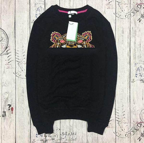 

men deisgner hoodies streetwear fashion sweatshirts with tiger embroidery hiphop style pullover clothing men women long sleeve 12 options, Black