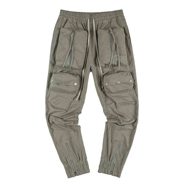 

men's tracksuits fashion multi pocket functional tactical leggings drawstring work clothes casual pants men's amuq, Gray