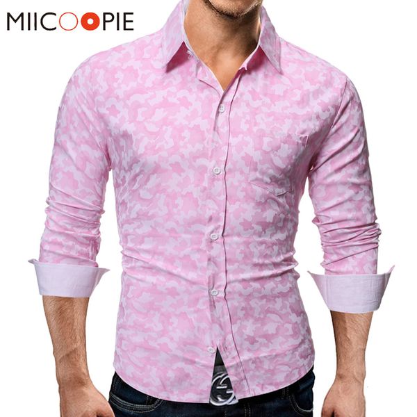 

mens shirts long sleeve camouflage pink party social brand male business formal wear office working dress shirt kg-68, White;black