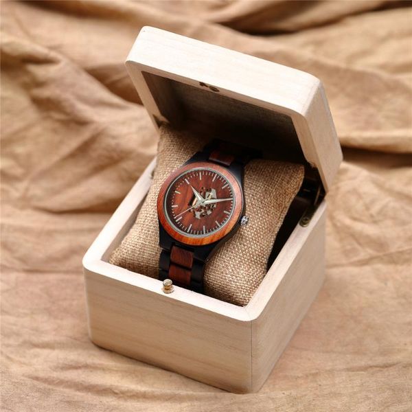 WristWatches Shifenmei Wood Watch Mens Top Quartz WristWatch com Caixa de Caixa Gravura Customing Wishes presentes para o casamento Groomsme