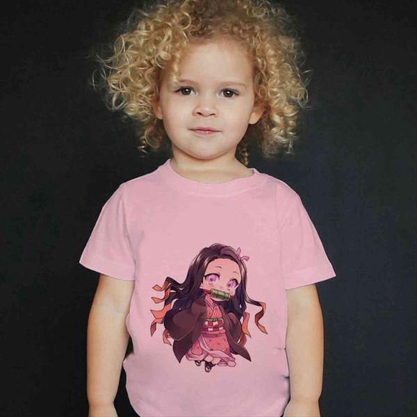 

demon slayer baby kids cartoon t shirt kimetsu no yaiba anime blade print children girls short sleeve, Blue