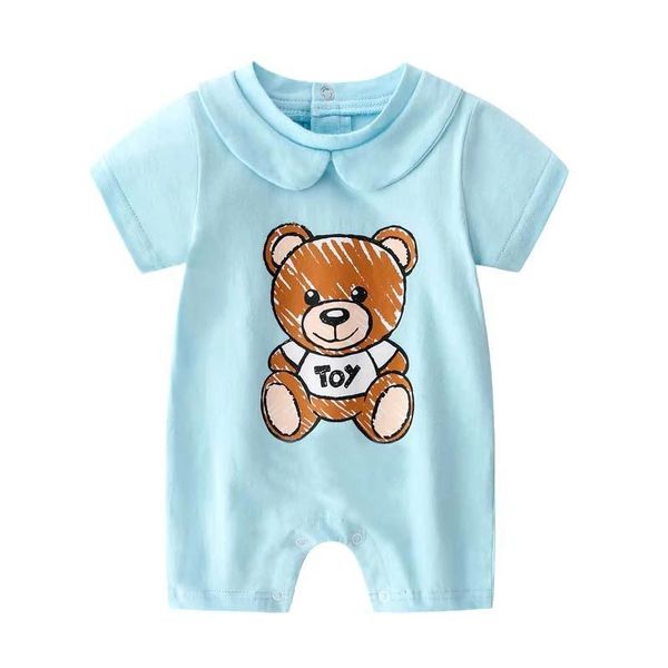 Одежда для маленьких девочек и мальчиков, комбинезоны, пижамы, хлопковый комбинезон с короткими рукавами из мультфильмов, боди для новорожденных