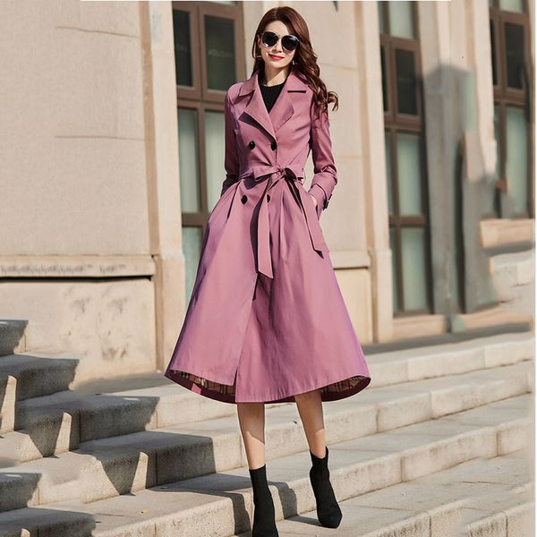

women's jackets chick autumn girl tracks trench coat turn-down double collar breasted shreds long thin plus size office wind byw8, Black;brown
