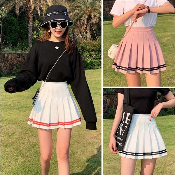 

skirts women's striped pleated high waist chic student girls sweet mini dance plaid short skirt y2k, Black