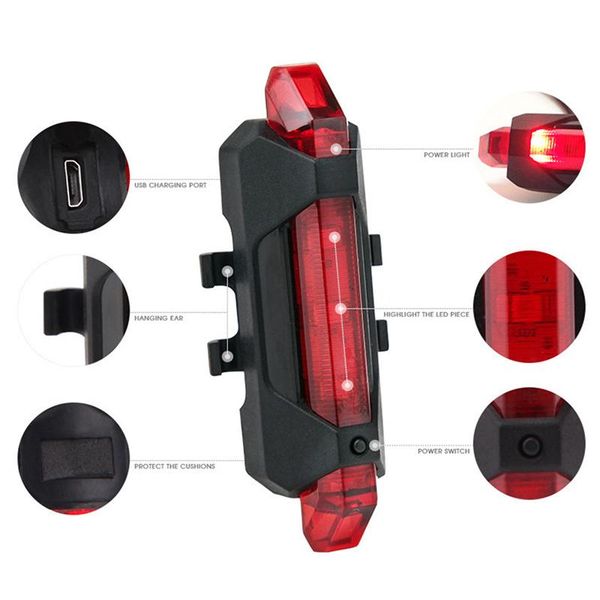 

bicycle light rechargeable led taillight safety warning flash lamp bike lights