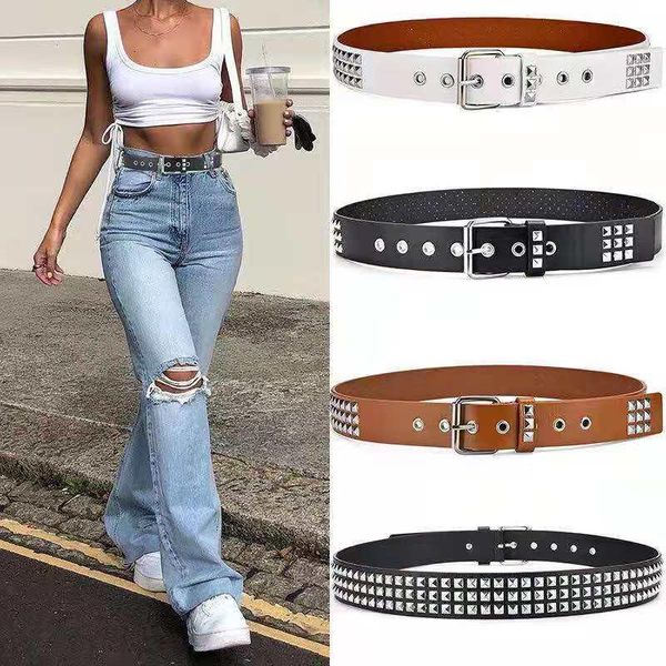 Belts Square Minchas Rivet Cinturão feminina Europeia e American Fashion Casual Pun Punk Hardware Jeans Unissex Waudand