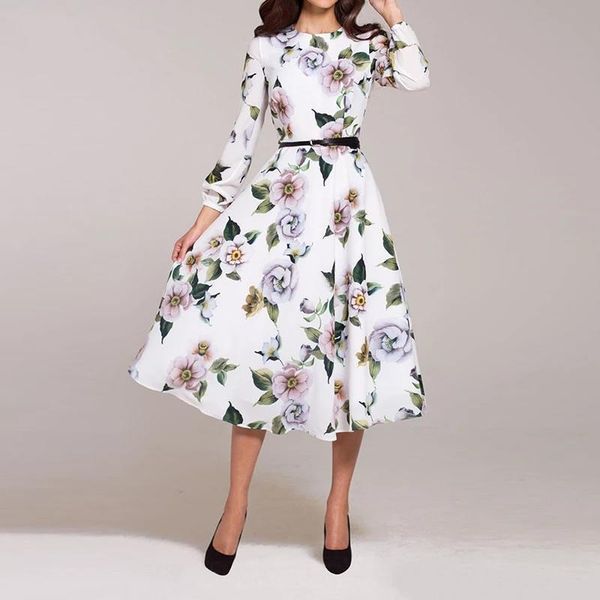 

women dresses bodycon casual dress wrist sleeve print party vestidos ladies elegant vintage a line no belt summer autumn, Black;gray