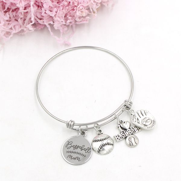 Pulseira Personalizada Personalizada por Atacado Jóias Femininas de Aço Inoxidável Pulseira de Beisebol MÃE Pulseiras para Mãe Mãe Presentes Pulsera