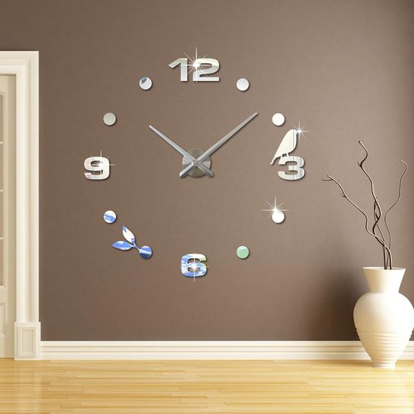 

wall clocks m.sparkling 47 inch modern design living room decoration 3d large sticker clock acrylic bird diy home decor