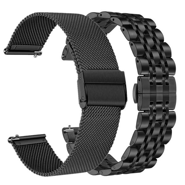 

watch bands 20mm band sets for galaxy active2 44mm 40mm bracelet 22mm mesh woven stainless steel strap samsung 46mm, Black;brown