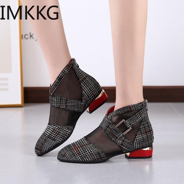 

boots fashion summer women's casual shoes roman low heel hollow mesh comfortable breathable ankle, Black