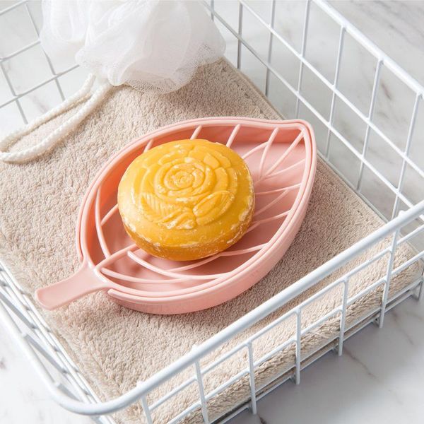 

soap dishes 1pcs container plastic dish leaf shape double layer box portable multi-functional bathroom accessories green blue