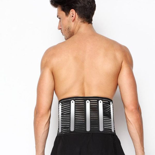 

sports plate belt protector fitness lifting support pressure lumbar spine fixation breathable waist, Black;gray