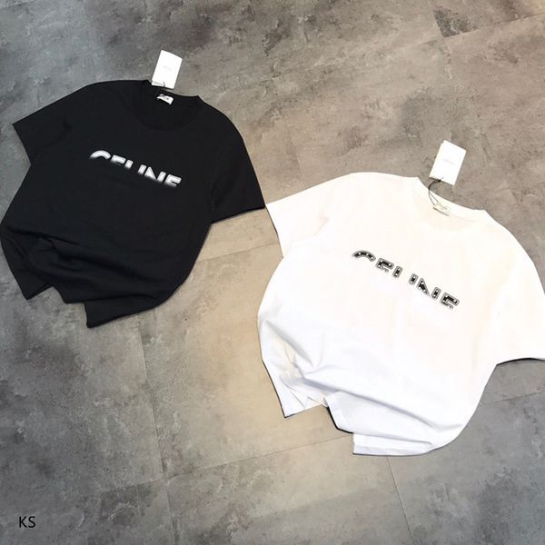 

2021 summer new rivet letter print round neck t-shirt casual loose short sleeve men's and women's fashion, White