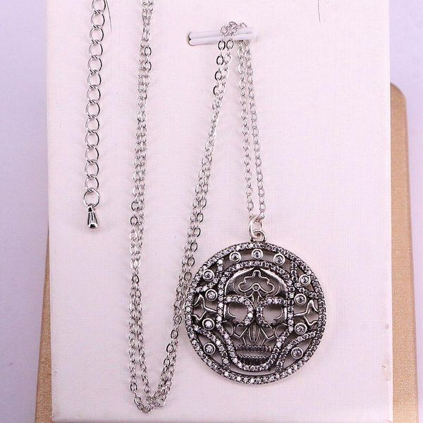 

pendant necklaces 4pcs, antique silver color clear cz crystal pave skeleton pendants fashion jewelry metal chain elegant vintage for men boy