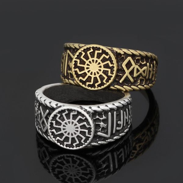 

nordic mythology viking odin sunflower luna rune ring, Silver