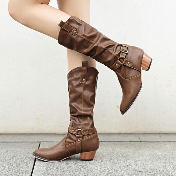 

boots big size 9 10 11-17 women woman winter shoes botas folded sleeve with willow buckle, Black
