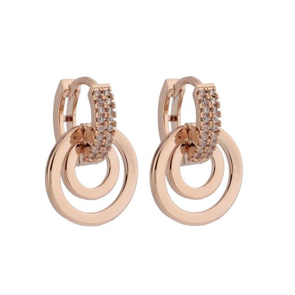

dangle & chandelier copper luxury high-quality zircon drop earrings rose gold color hollow round fashion aesthetic earring for woman jewelry, Silver