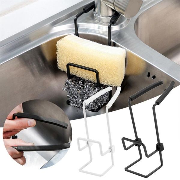 

durable metal sink drain rack wall sucker sponge storage drying holder kitchen soap stand dish cloth shelf home organizer & organization