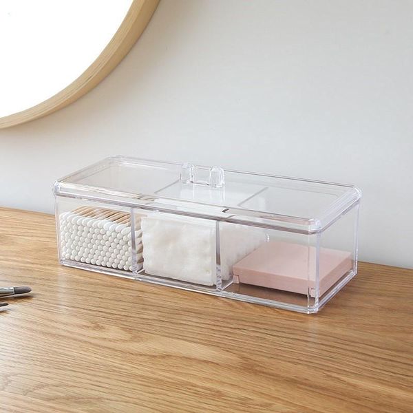 

bathroom storage & organization transparent organizer holder cotton swab box makeup pads deskjewelry case for cosmetics