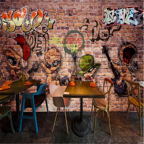 

wallpapers european retro nostalgic mural rock baby industrial decoration music bar background wall paper papel de parede 3d