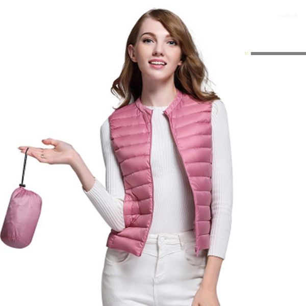 

women's down & parkas fashion light thin sleeveless vest coats 90% white duck jackets o-neck spring autumn women ultra yp08631, Black