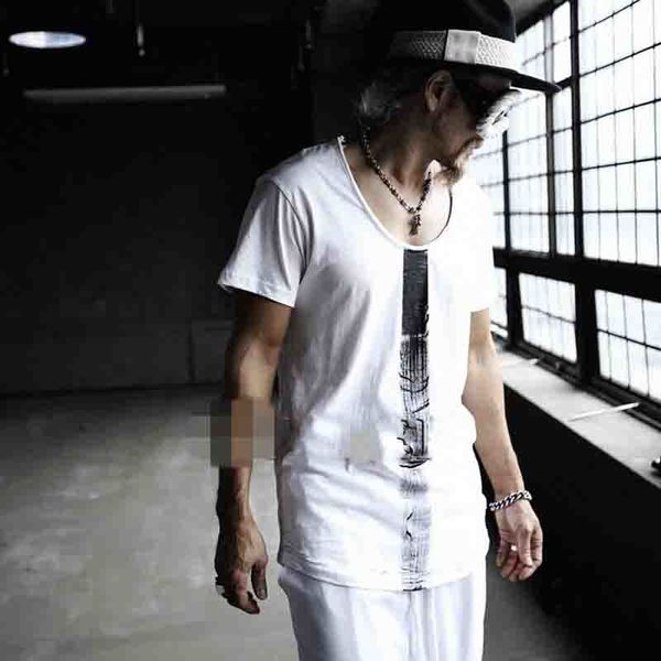 

male around the neck dilapidated lining short sleeve summer shirt thin couple custom prints m6c6, White;black