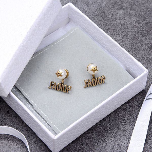 

aaa designer jewelry earrings 2021 new letter pearl 925 silver needle earrings high version, Golden