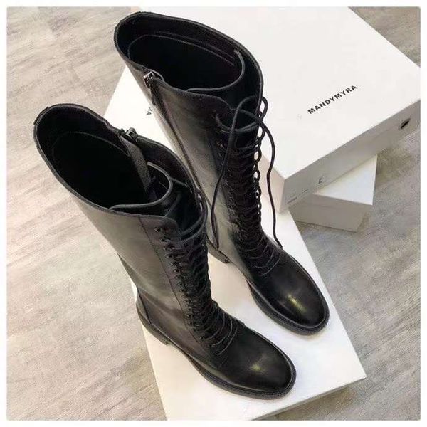

2021 designer boots women shoes logo fashion luxury metal chain knee long thigh-high lace-up special elegant temperament solid33-41, Black