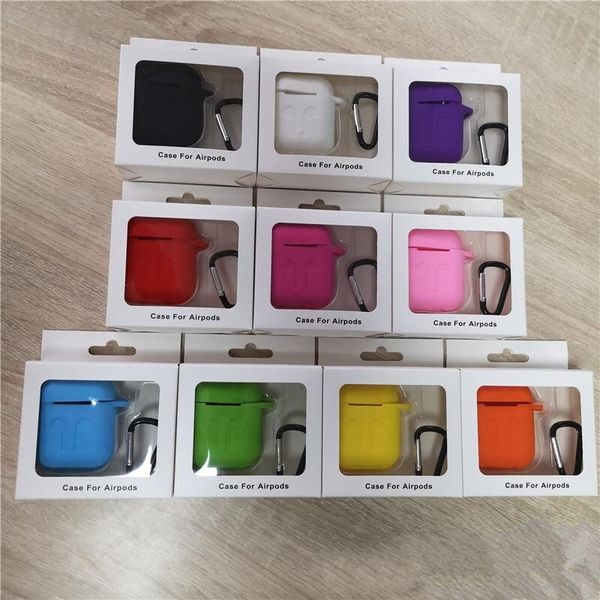 

2 in 1 for apple airpods cases silicone soft ultra earphones protector airpod cover earpod case anti-drop with hook retail box