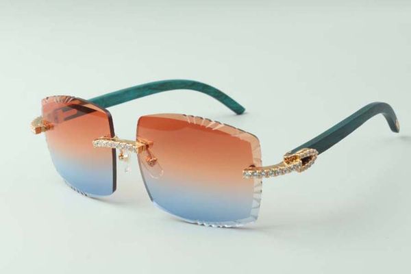 

2021 designers endless diamonds sunglasses 3524022, cutting lens natural teal wooden glasses, size: 58-18-135mm, White;black