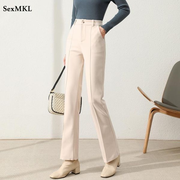 

women's pants & capris elegant winter office suit womens 2021 fashion high waist black bottoms trousers korean style woolen women work, Black;white