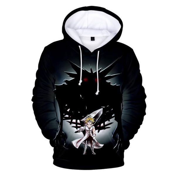 

men's hoodies & sweatshirts the seven deadly sins harajuku 3d hoodie jacket hip hop street boys girls hooded sweatshirt japanese anime, Black