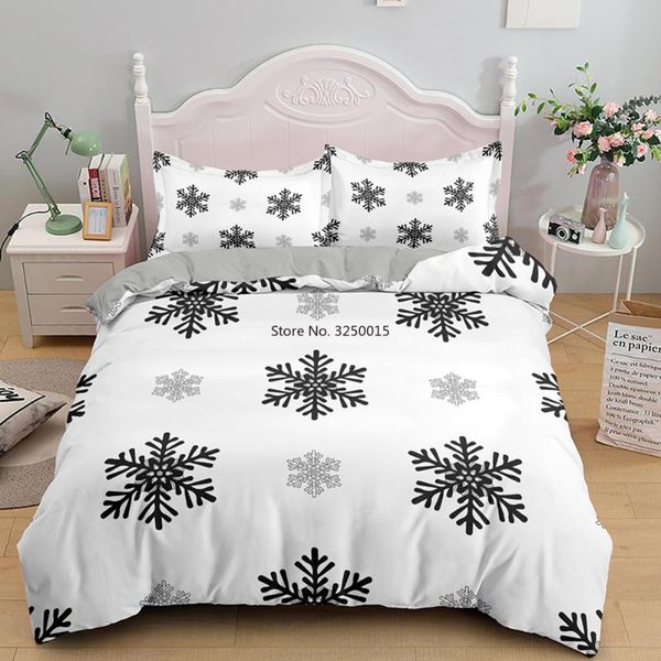 

bedding sets 2/3pcs christmas gift king set  duvet cover snowflake printed for children dream comforter covers pillowcase
