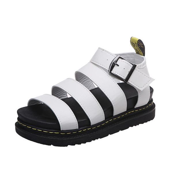 

sandals summer women's plus size 35-43 sewing women casual wedge shoes woman buckle strap soft leather platform female, Black